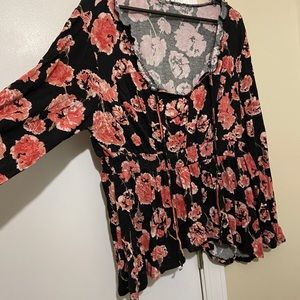 Beautiful red floral blouse perfect for clubbing